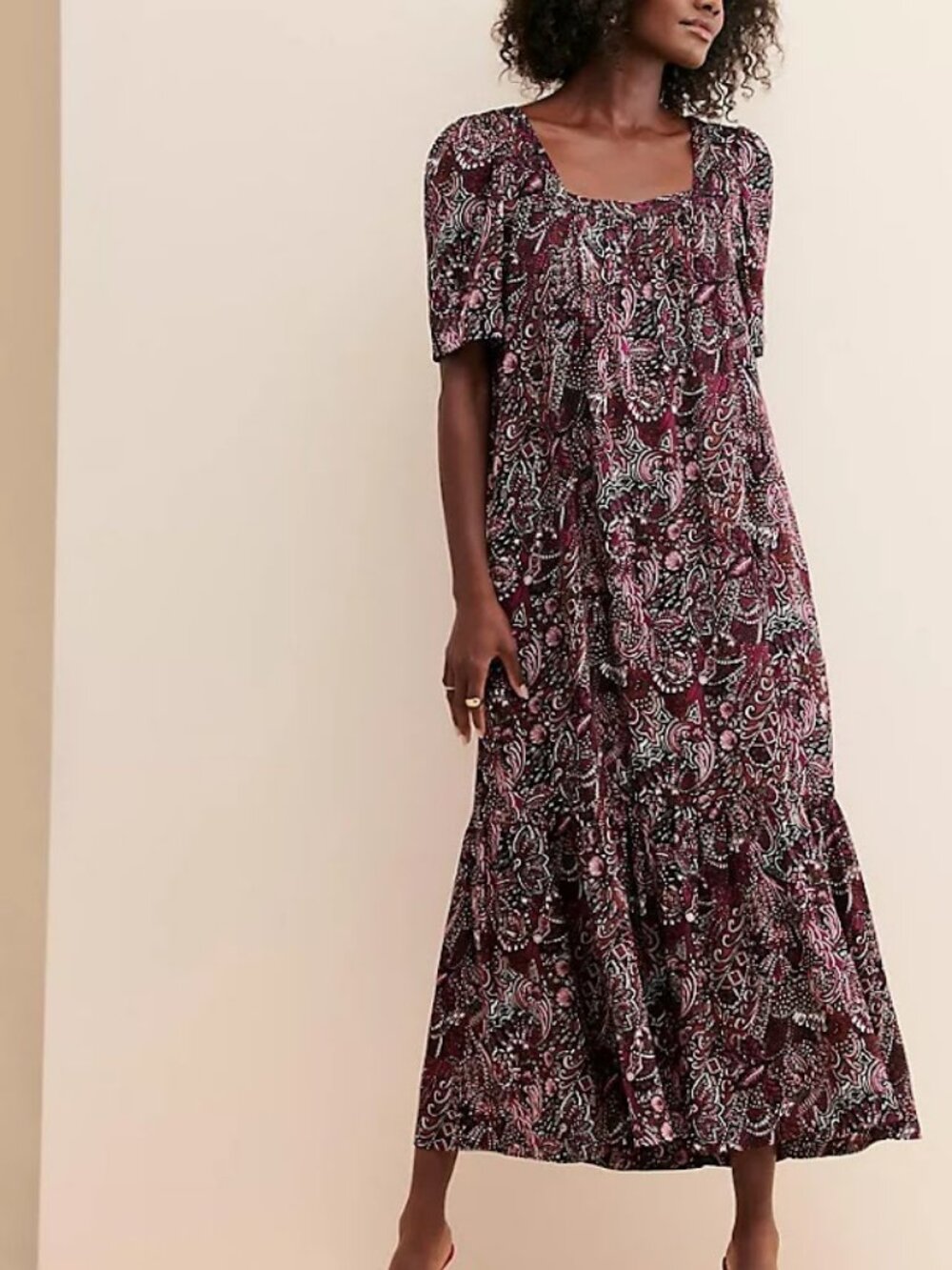 NWOT Anthropologie Maeve Lisabetta Purple Floral Flowy Boho Midi Maxi Dress S